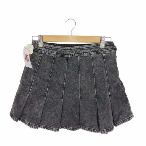 ザラ ZARA Pleated Denim Mini Skirt Blac レディース M