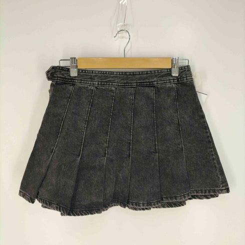 ザラ ZARA Pleated Denim Mini Skirt Blac レディース M