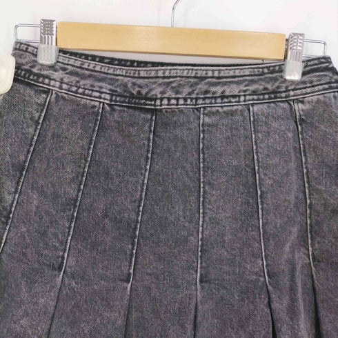 ザラ ZARA Pleated Denim Mini Skirt Blac レディース M
