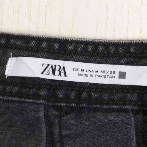 ザラ ZARA Pleated Denim Mini Skirt Blac レディース M
