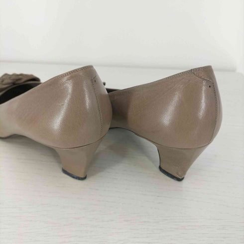 イヴサンローラン Yves Saint Laurent スウェードリボン レザー ヒールパンプス レディース 34 1/2
