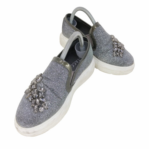 スタッカート STACCATO ビジュー ストーン装飾 シルバー 厚底スリッポン レディース JPN:22.5