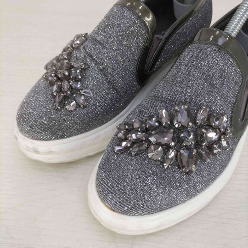 スタッカート STACCATO ビジュー ストーン装飾 シルバー 厚底スリッポン レディース JPN:22.5