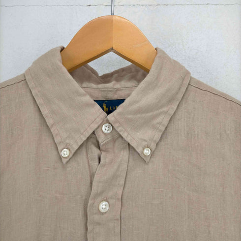 ラルフローレン RALPH LAUREN 00S ポニー刺繍 リネン100 長袖BDシャツ メンズ import:L