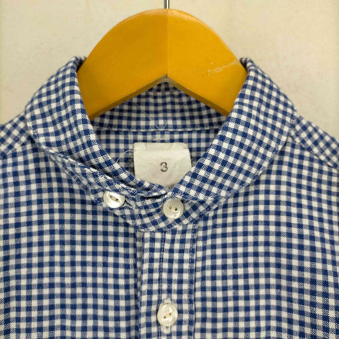マイヨ maillot ギンガムチェック コットンリネン ショートラウンドカラーシャツ メンズ JPN:3