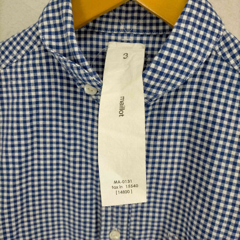 マイヨ maillot ギンガムチェック コットンリネン ショートラウンドカラーシャツ メンズ JPN:3