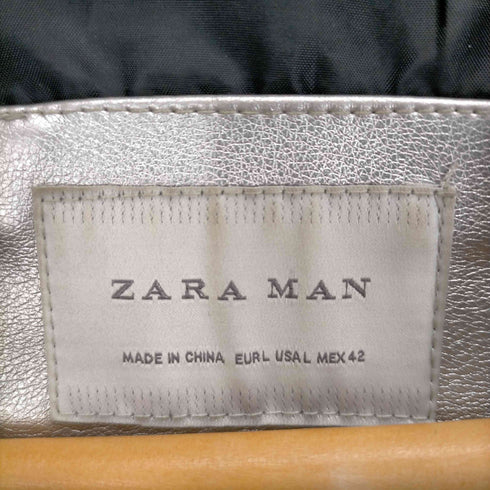 ザラマン ZARA MAN メタリックレザーダブルライダースジャケット メンズ JPN:L