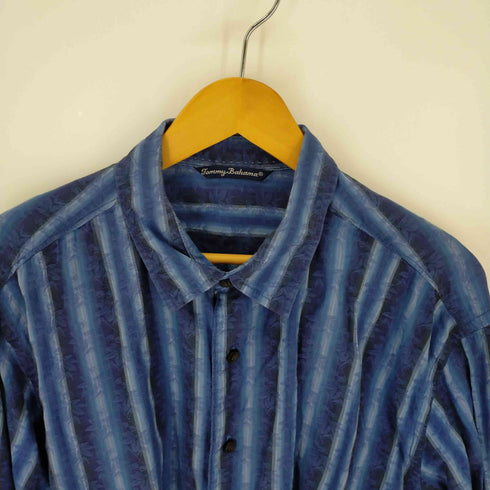 トミーバハマ Tommy Bahama リーフ柄 ストライプL/Sシャツ メンズ