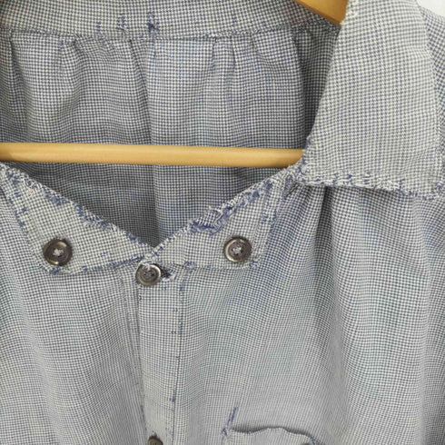1930S Butcher Smock J.URANSARD 千鳥格子 シェルボタン ブッチャー プルオーバー スモック ラペルボタン メンズ