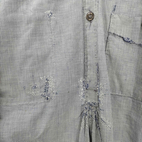 1930S Butcher Smock J.URANSARD 千鳥格子 シェルボタン ブッチャー プルオーバー スモック ラペルボタン メンズ