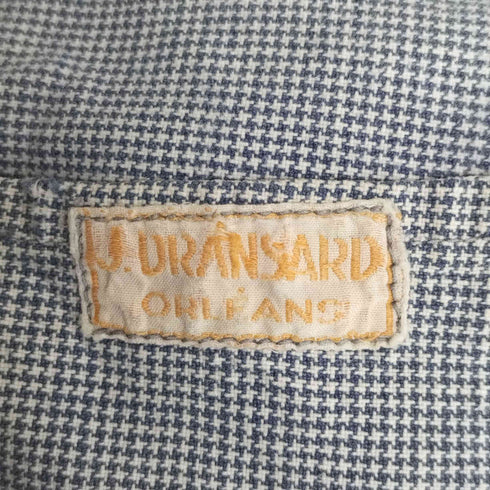 1930S Butcher Smock J.URANSARD 千鳥格子 シェルボタン ブッチャー プルオーバー スモック ラペルボタン メンズ