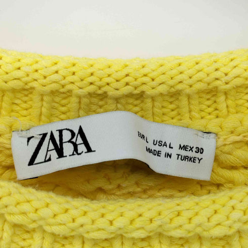 ザラ ZARA Cable Knit Sweater Pompom コットンニット レディース import:L