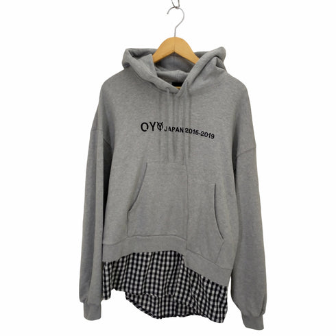 オーワイ OY 別注チェックフェイクレイヤードプルオーバーパーカー メンズ