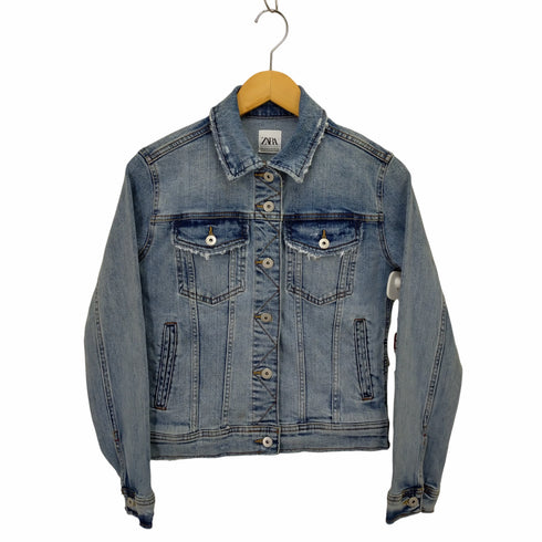 ザラ ZARA ダメージ加工 デニムトラッカージャケット レディース import:XS