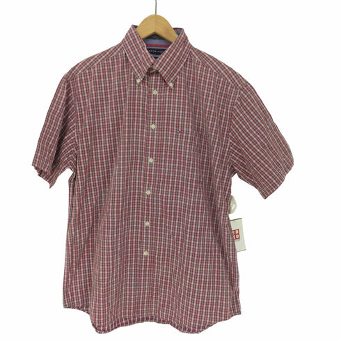 トミーヒルフィガー TOMMY HILFIGER 80S 2ply Fabric チェック ボタンダウン S/S シャツ メンズ import:M