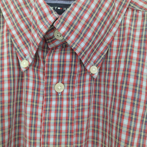 トミーヒルフィガー TOMMY HILFIGER 80S 2ply Fabric チェック ボタンダウン S/S シャツ メンズ import:M