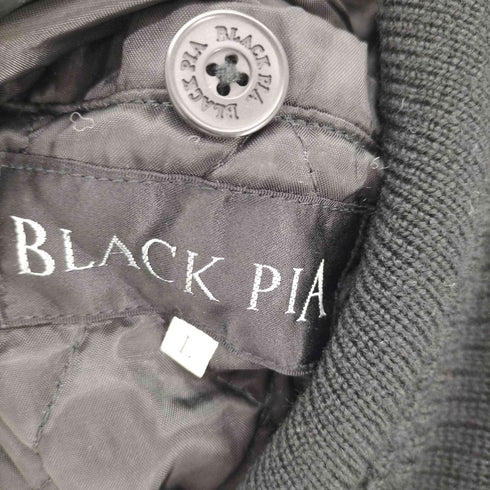 ブラックピア BLACK PIA 裏地キルティング エンブレム ワッペン ダブルブレスト ニット カーディガン ジャケット メンズ