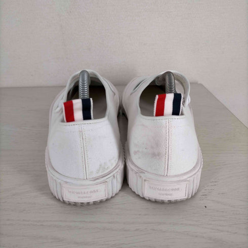 トムブラウン THOM BROWNE ホワイト キャンバス バルカナイズド ラバーソール THOM JOHN テニスシューズ メンズ US:9