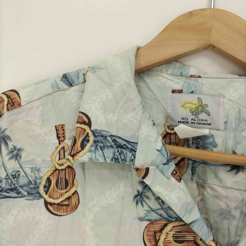HO ALOHA ハワイ製 総柄 レーヨン S/S アロハシャツ レディース import:L