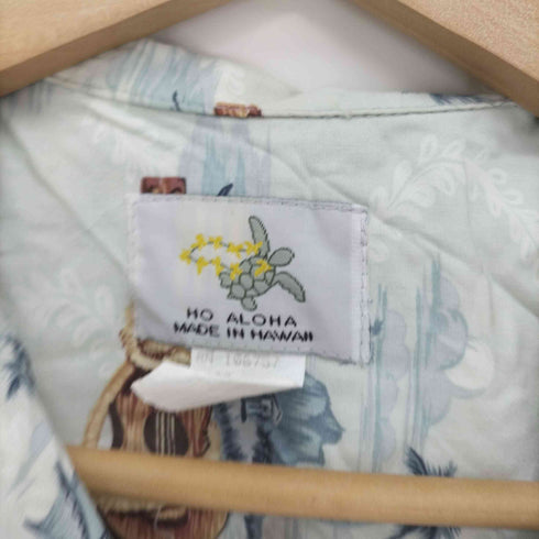 HO ALOHA ハワイ製 総柄 レーヨン S/S アロハシャツ レディース import:L