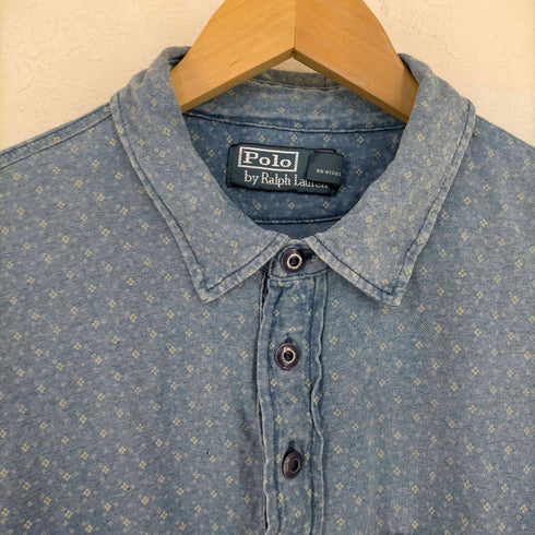 ポロバイラルフローレン Polo by RALPH LAUREN 花柄 インディゴ ポロシャツ メンズ import:M