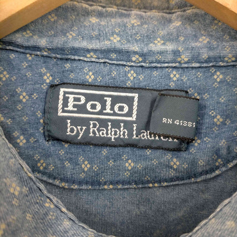 ポロバイラルフローレン Polo by RALPH LAUREN 花柄 インディゴ ポロシャツ メンズ import:M