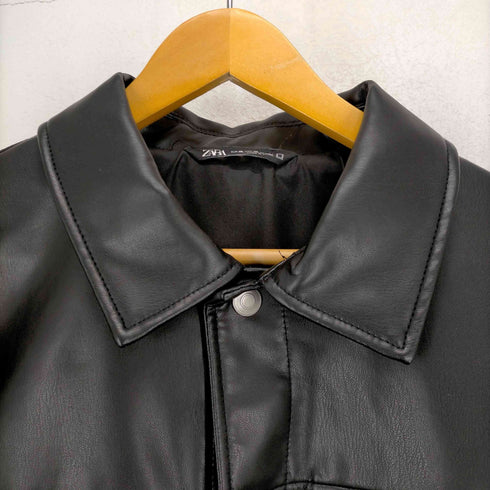ザラ ZARA フェイクレザー トラッカージャケット メンズ import:XL