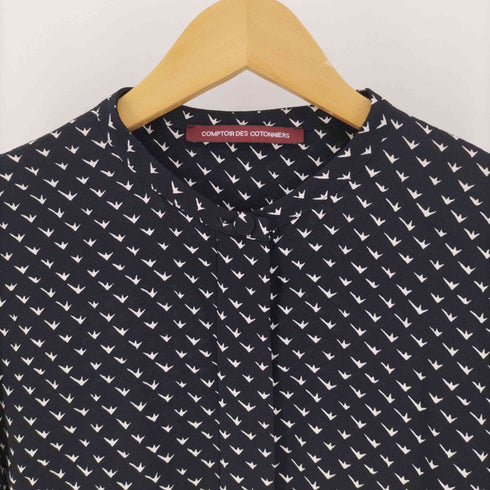 コントワーデコトニエ COMPTOIR DES COTONNIERS 21AW Blouse imprimée birdy black 鳥柄 長袖 ブラウス レディース JPN:9号