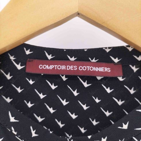 コントワーデコトニエ COMPTOIR DES COTONNIERS 21AW Blouse imprimée birdy black 鳥柄 長袖 ブラウス レディース JPN:9号