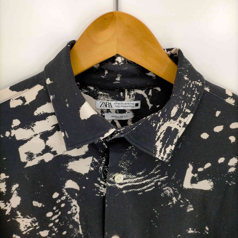 ザラ ZARA ABSTRACT PRINT STRETCH SHIRT メンズ import:M