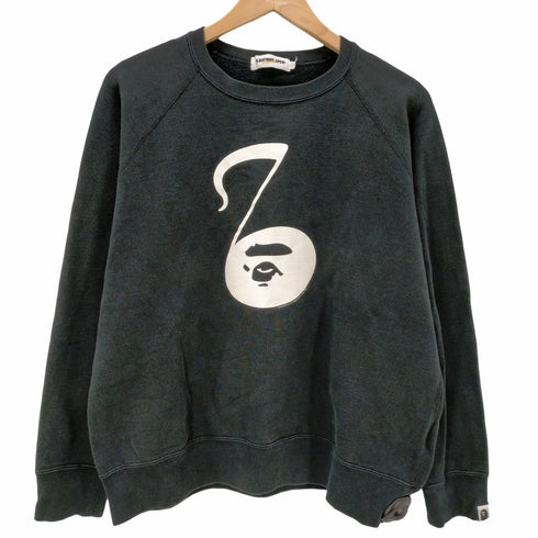 アベイシングエイプ A BATHING APE 00S 音符ape head ラグランスリーブ スウェット メンズ JPN:M
