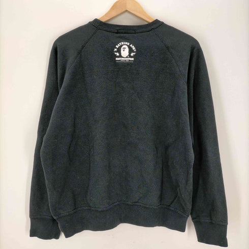 アベイシングエイプ A BATHING APE 00S 音符ape head ラグランスリーブ スウェット メンズ JPN:M