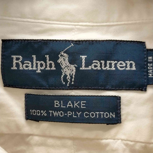 ラルフローレン RALPH LAUREN BLAKE TWO-PLY COTTON ポニー刺繍 ボタンダウン長袖シャツ メンズ import:L
