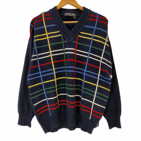 クリスチャンディオール Christian Dior MONSIEUR OLD 袖切替 格子柄 ニット メンズ JPN:4