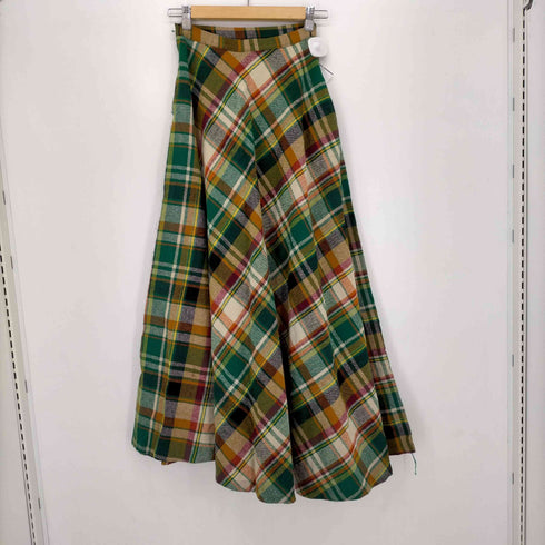 70S~80S UNION MADE ロケットTALON タータンチェックフレアウールスカート レディース 9