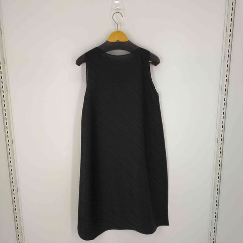 プリーツプリーズイッセイミヤケ PLEATS PLEASE ISSEY MIYAKE 18AW 箔プリント加工 ノースリーブロングワンピース プリーツ レディース JPN:3