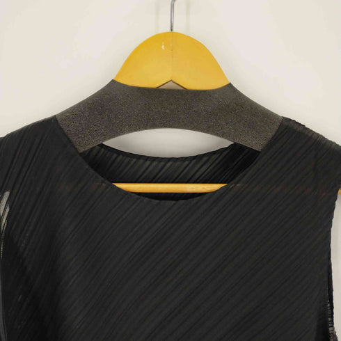 プリーツプリーズイッセイミヤケ PLEATS PLEASE ISSEY MIYAKE 18AW 箔プリント加工 ノースリーブロングワンピース プリーツ レディース JPN:3