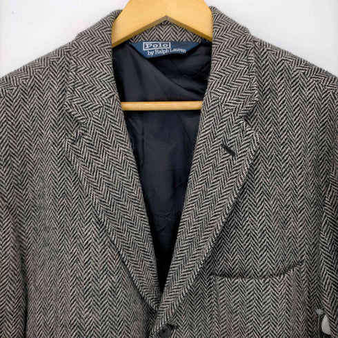 ポロバイラルフローレン Polo by RALPH LAUREN ヘリンボ―ン ツイード 3B シングルテーラドジャケット メンズ import:L