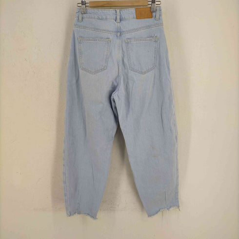 ザラ ZARA Light Wash Pleated Barrel Jeans カットオフ 1タック テーパードデニム レディース JPN:36