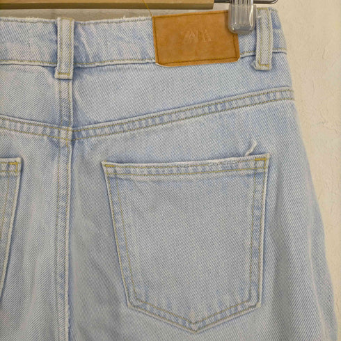 ザラ ZARA Light Wash Pleated Barrel Jeans カットオフ 1タック テーパードデニム レディース JPN:36