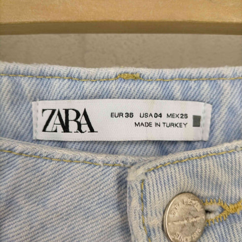 ザラ ZARA Light Wash Pleated Barrel Jeans カットオフ 1タック テーパードデニム レディース JPN:36