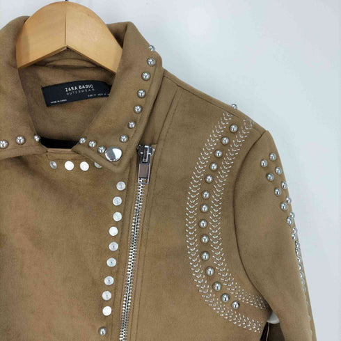 ザラ ZARA スタッズライダースジャケット レディース import:M