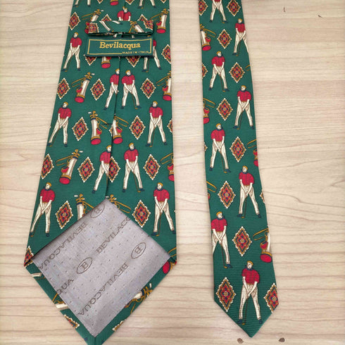 ベヴィラクア Bevilacqua ゴルフ柄 シルクネクタイ メンズ