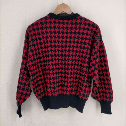エディーバウアー Eddie Bauer 黒タグ前期 USA製 千鳥格子 ウールニット レディース import:L