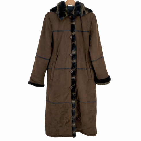 ロンドンフォグ LONDON FOG 裏地ファー レザーパイピング ムートンフーディコート レディース import:S PET