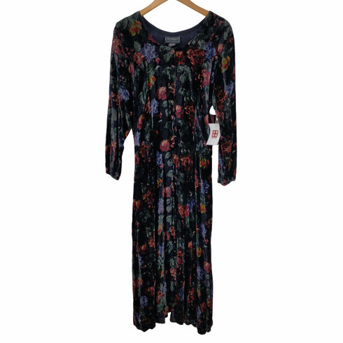 Nostalgia MADE IN INDIA レーヨンベロア フラワーデザインワンピース レディース import:M