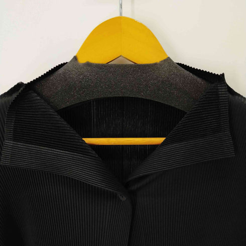プリーツプリーズイッセイミヤケ PLEATS PLEASE ISSEY MIYAKE 21AW プリーツ切替 ノーカラーモックネックシャツ レディース 3