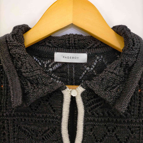 ページボーイ PAGEBOY クロシェライクシャツカーディガン メッシュカーディガン レディース FREE