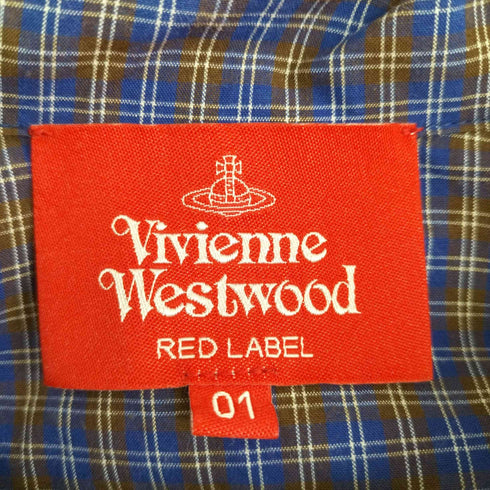 ヴィヴィアンウエストウッドレッドレーベル Vivienne Westwood RED LABEL ポケットデザインプリント刺繍タータンチェックシャツ レディース JPN:1