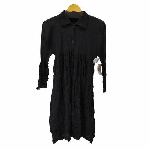 プリーツプリーズイッセイミヤケ PLEATS PLEASE ISSEY MIYAKE 22SS シワ加工 切替プリーツシャツワンピース レディース 3